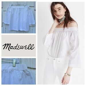 Madewell White Off‎ The Shoulder Cotton 3/4 Sleeve Blouse Top XS
